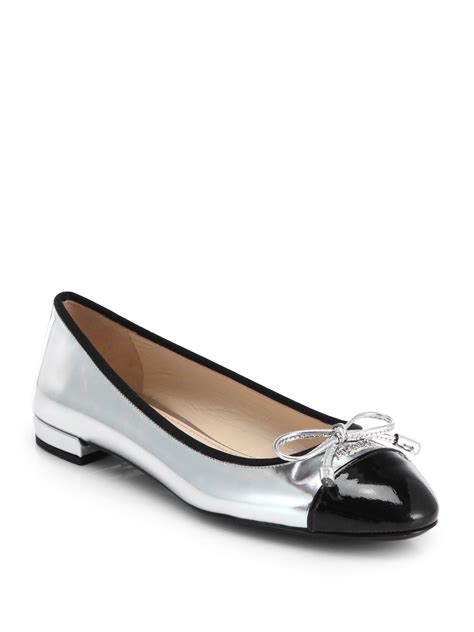 prada ballet flat silver toe|farfetch Prada flats.